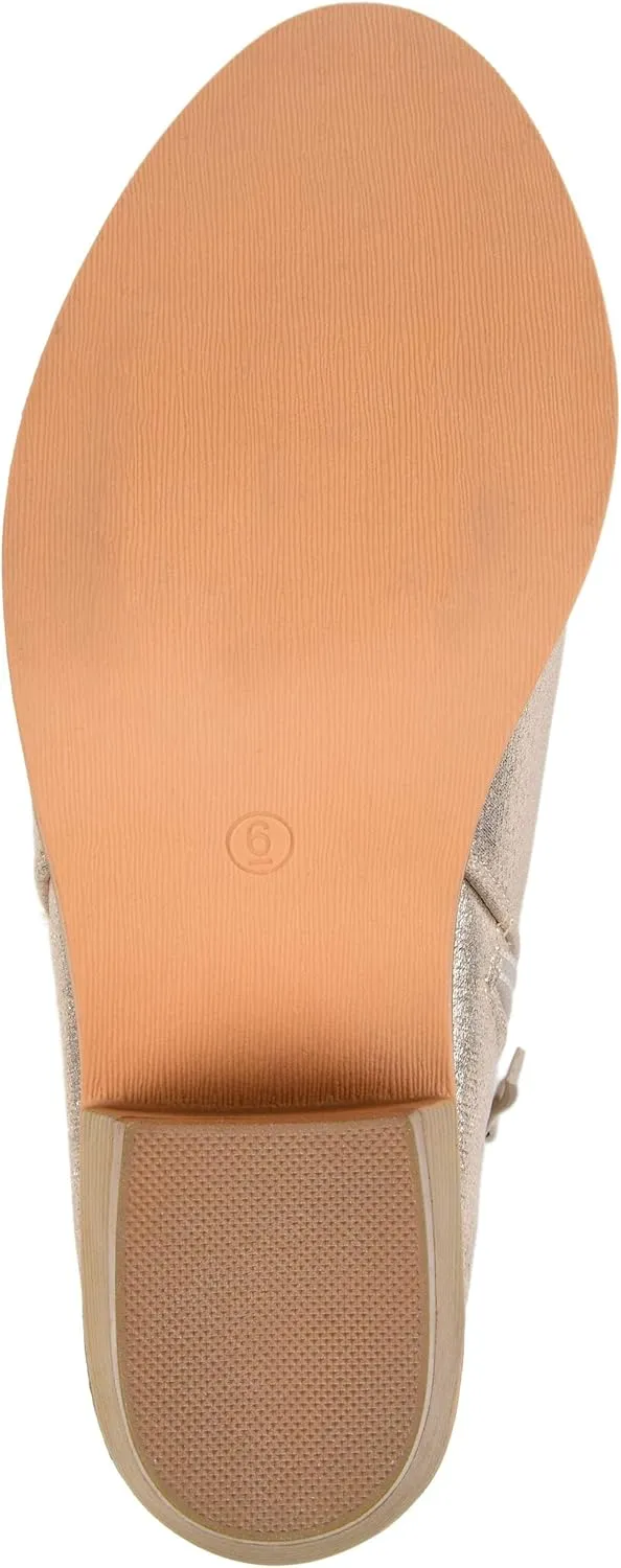 Brinley Co. Womens Faux Leather Stacked Heel Side Zip Booties