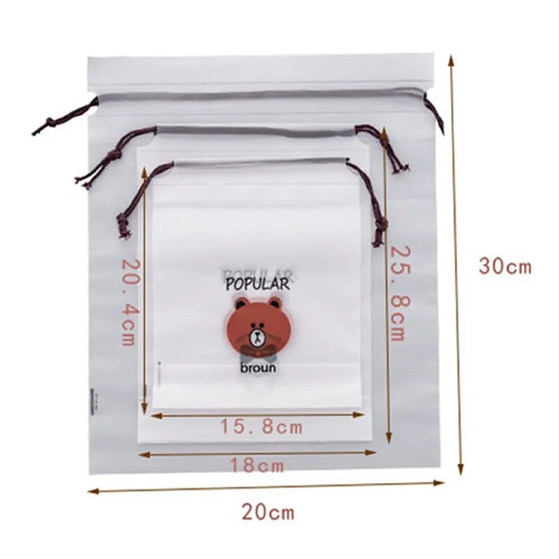 Brown Bear Transparent Cosmetic Bag Travel Makeup Case Women Zipper Make Up Bath Organizer Storage Pouch Toiletry Wash Beaut Kit