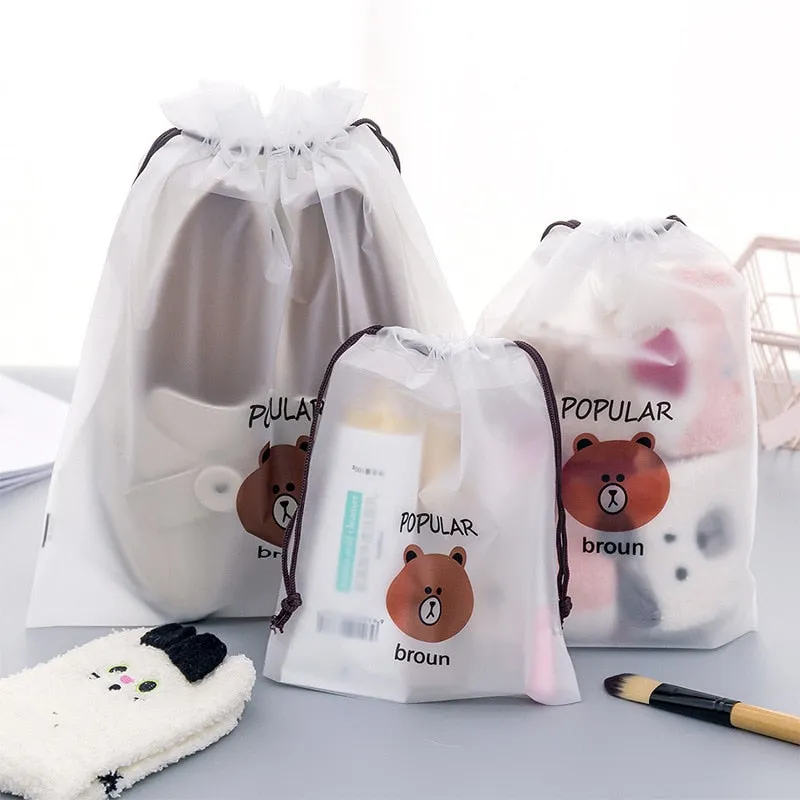 Brown Bear Transparent Cosmetic Bag Travel Makeup Case Women Zipper Make Up Bath Organizer Storage Pouch Toiletry Wash Beaut Kit