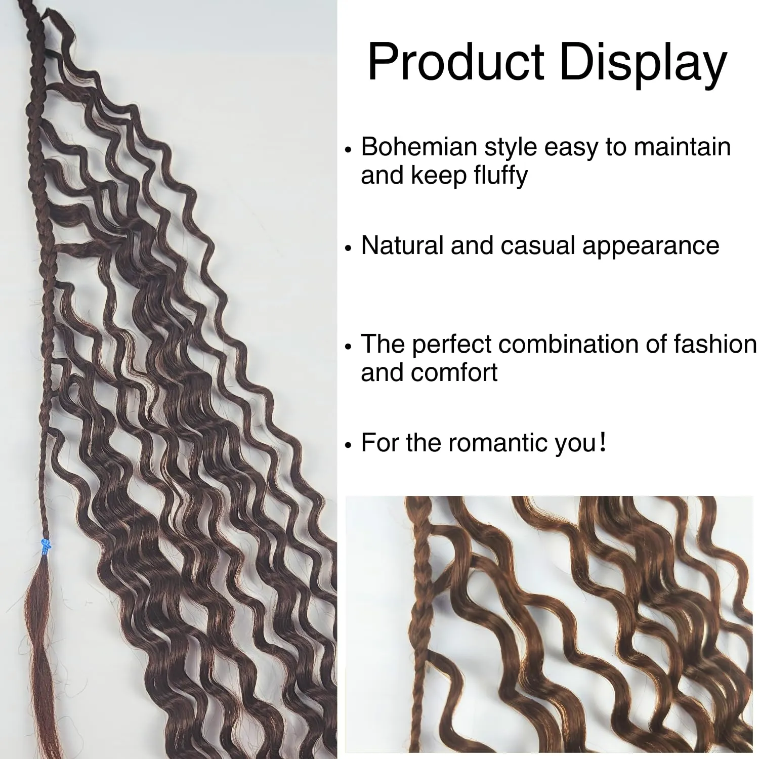 Brown Braiding Hair Pre Stretched for Boho Braids Synthetic Pre-stretched Knotless Boho Braiding Hair non toxic ez Braids