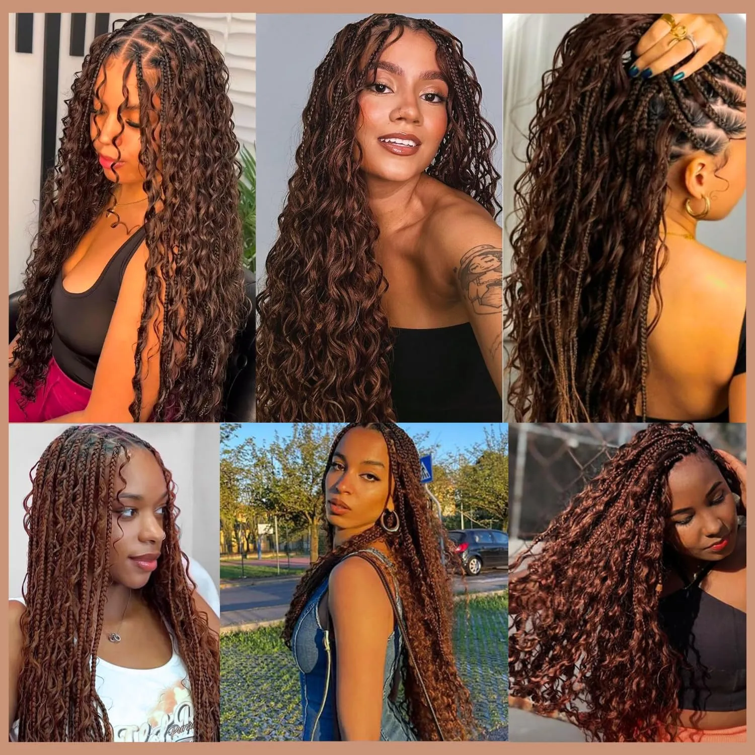 Brown Braiding Hair Pre Stretched for Boho Braids Synthetic Pre-stretched Knotless Boho Braiding Hair non toxic ez Braids