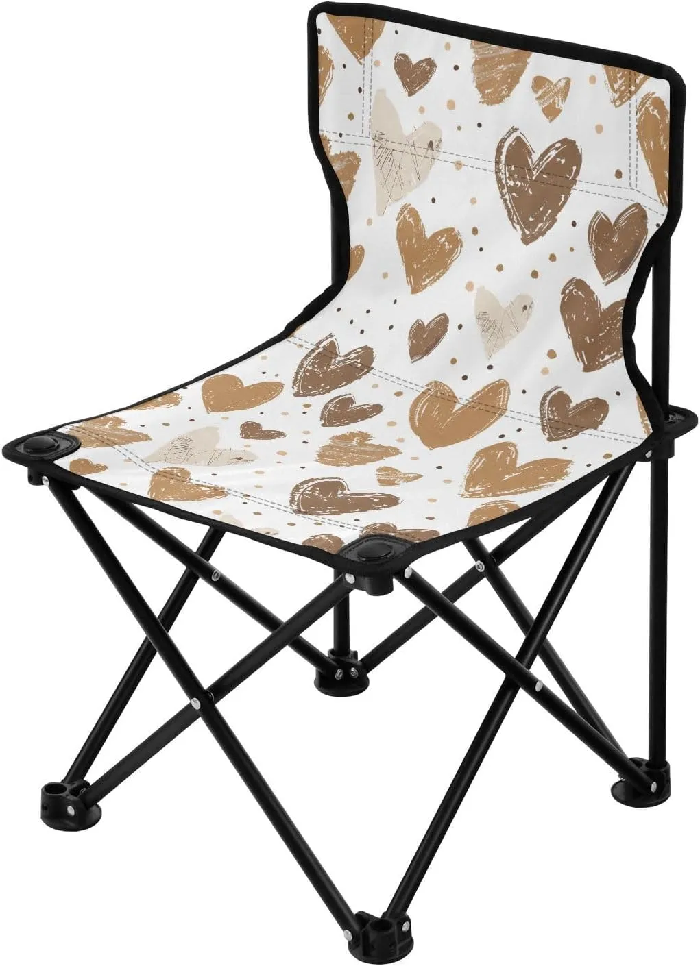 Brown Heart Collapsible Camp Chairs for Adults Ultra-Lightweight Portable Chairs for Adults with Carrying Bag Ice Fishing Chairs for Adults for Indoor Traveling