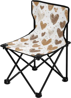 Brown Heart Collapsible Camp Chairs for Adults Ultra-Lightweight Portable Chairs for Adults with Carrying Bag Ice Fishing Chairs for Adults for Indoor Traveling