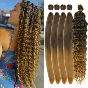 Brown to Honey Blonde Braiding Hair, Pre Stretched for Boho Braids - Synthetic, EZ Braiding Hair for Knotless & Box Braids (5 Packs)