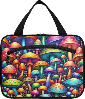 Burbuja Colorful Mushrooms Travel Toiletry Bag for Women, Hanging Waterproof Toiletry Bag Cosmetic Organizer for Toiletries Accessories, M