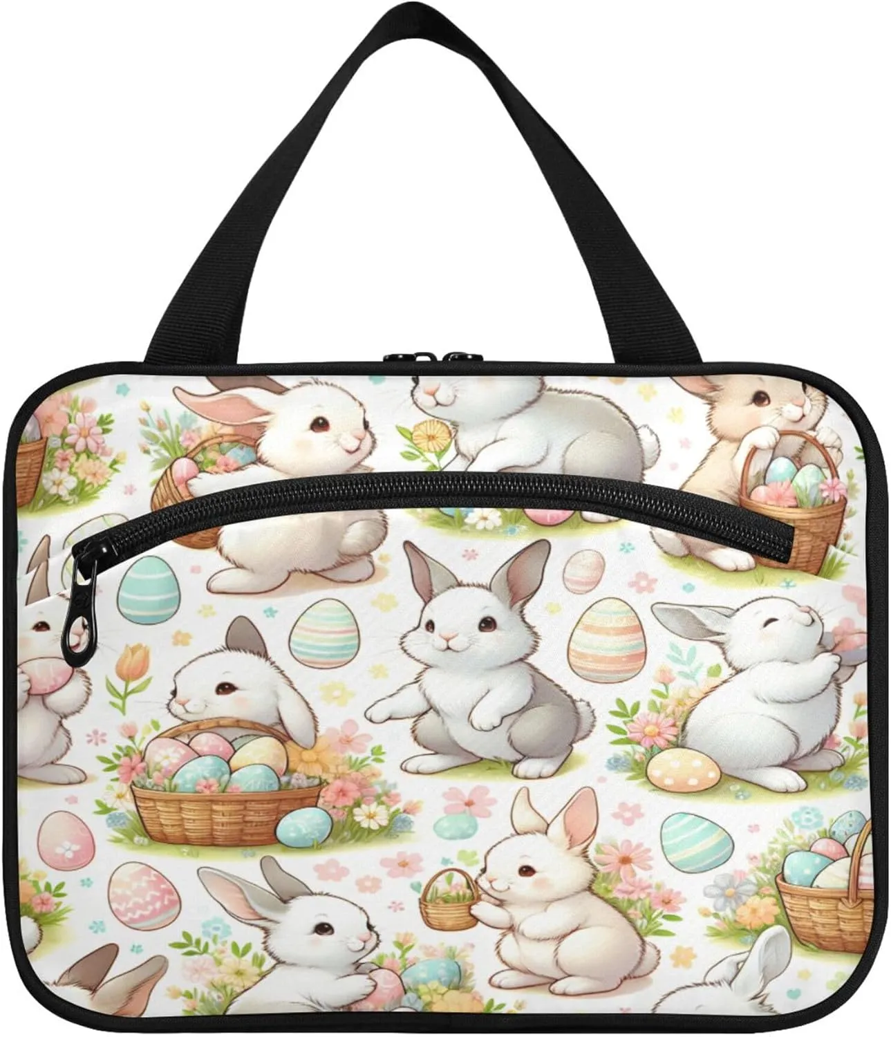 Burbuja Easter Bunny Travel Toiletry Bag for Women, Hanging Waterproof Toiletry Bag Cosmetic Organizer for Toiletries Accessories, M