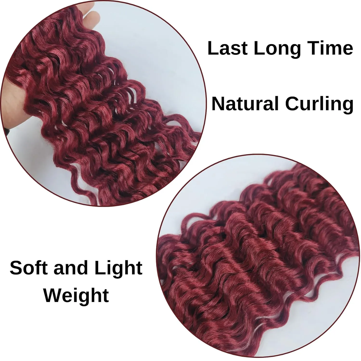 Burgundy Braiding Hair Pre Stretched Dark Red Boho Hair for Braiding Prestretched ez Braid Crochet Curly Deep Wave Braids Knotless Synthetic Boho Braids