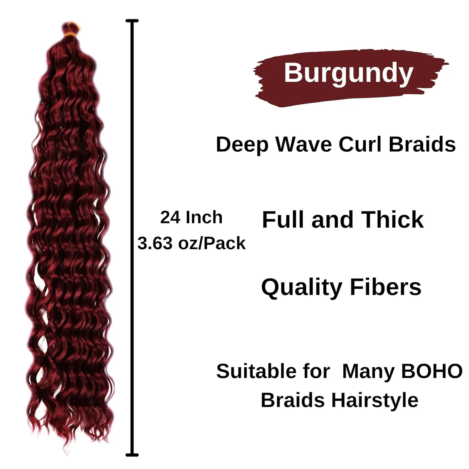 Burgundy Braiding Hair Pre Stretched Dark Red Boho Hair for Braiding Prestretched ez Braid Crochet Curly Deep Wave Braids Knotless Synthetic Boho Braids