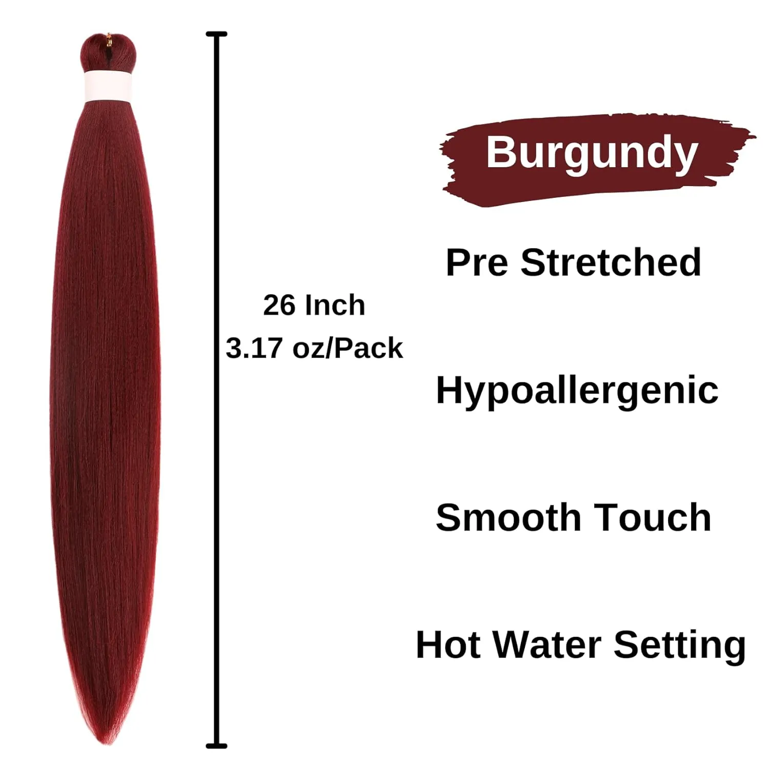 Burgundy Braiding Hair Pre Stretched Dark Red Boho Hair for Braiding Prestretched ez Braid Crochet Curly Deep Wave Braids Knotless Synthetic Boho Braids