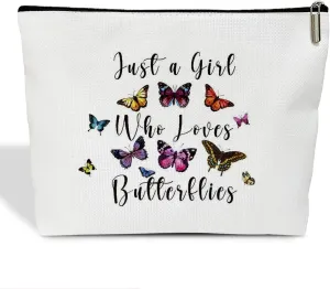 Butterflies Makeup Bag for Women, Butterfly Gifts for Women Butterflies Lover Birthday Gifts for Daughter Sister Besties Coworker Friends Toiletry Cosmetic Bag, Zipper Travel Organizer Pouch -FS302