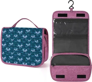 Butterflies,Toiletry Bag Travel Bag with Hanging Hook,Butterfly Spring Nature,Water-resistant Makeup Cosmetic Bag Travel Organizer for Accessories,Full-size Container,Blue, Blue_7