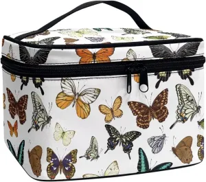 Butterfly Travel Toiletry Bag Women's Makeup Organizer Cosmetic Bags Snowflake Travel Makeup Cases for Women, Xmas Gifts for Mom from Daughter