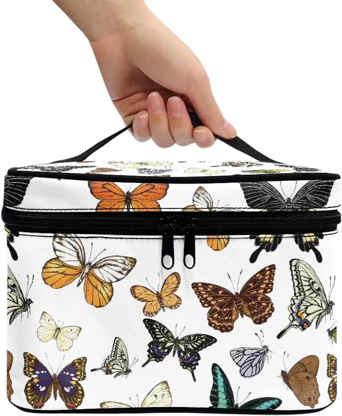 Butterfly Travel Toiletry Bag Women's Makeup Organizer Cosmetic Bags Snowflake Travel Makeup Cases for Women, Xmas Gifts for Mom from Daughter