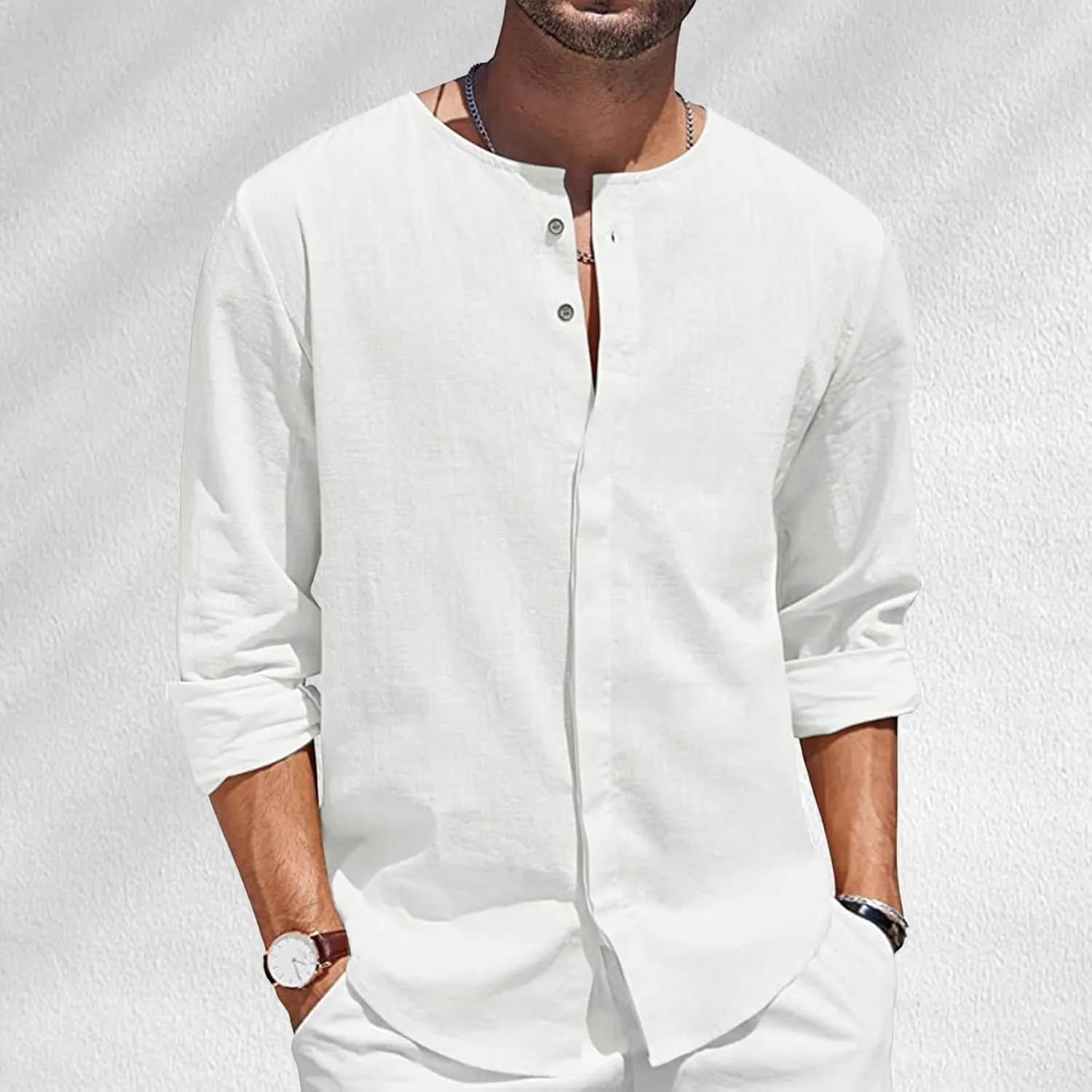 Button Down Linen Shirts for Men Casual Casual Long Sleeve Regular Fit Beach Shirts with Pocket Long Sleeve Tight