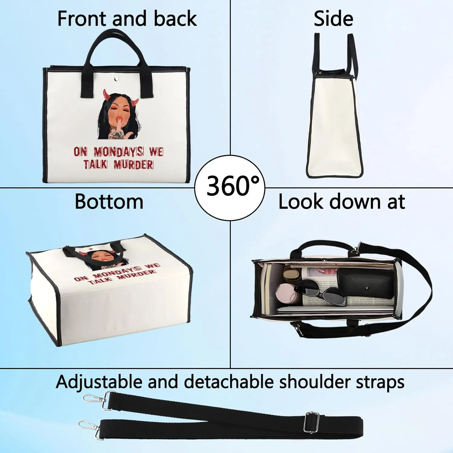 BWWKTOP Bailey Fans Cosmetic Makeup Bag True Crime Junkie Gifts On Mondays We Talk Murder Zipper Pouch Bag For Murder Show Lovers (WE TALK MURDER BG)