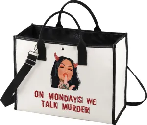 BWWKTOP Bailey Fans Cosmetic Makeup Bag True Crime Junkie Gifts On Mondays We Talk Murder Zipper Pouch Bag For Murder Show Lovers (WE TALK MURDER BG)