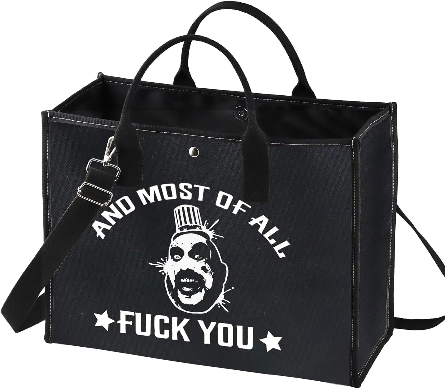 BWWKTOP Captain Spaulding Cosmetic Makeup Bag Horror Movie Inspired Gifts And Most Of All Fu*k You Zipper Pouch Bag For Women Girls (And Most Of BL BG)
