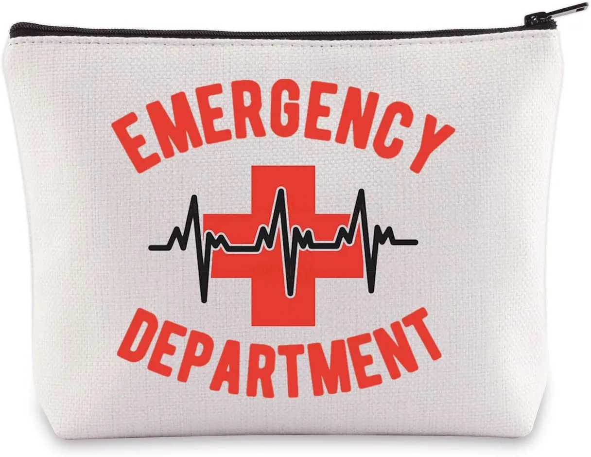BWWKTOP ER Nurse Cosmetic Makeup Bag Emergency Department Gifts Emergency Room Technician Gift ED Nurse Zipper Pouch Bag (Emergency Departmen)