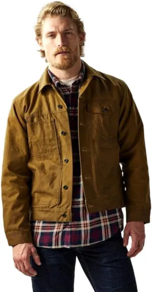 C. C. Filson Company Men's Tin Cloth Short Lined Cruiser Jacket, Dark Tan (US, Alpha, XX-Large, Regular, Regular, Dark Tan)