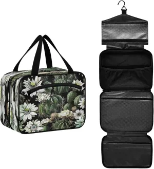 Cactus Travel Toiletry Bag for Women Men, Hanging Organizer Makeup Bag, Roll up Waterproof Travel Essentials