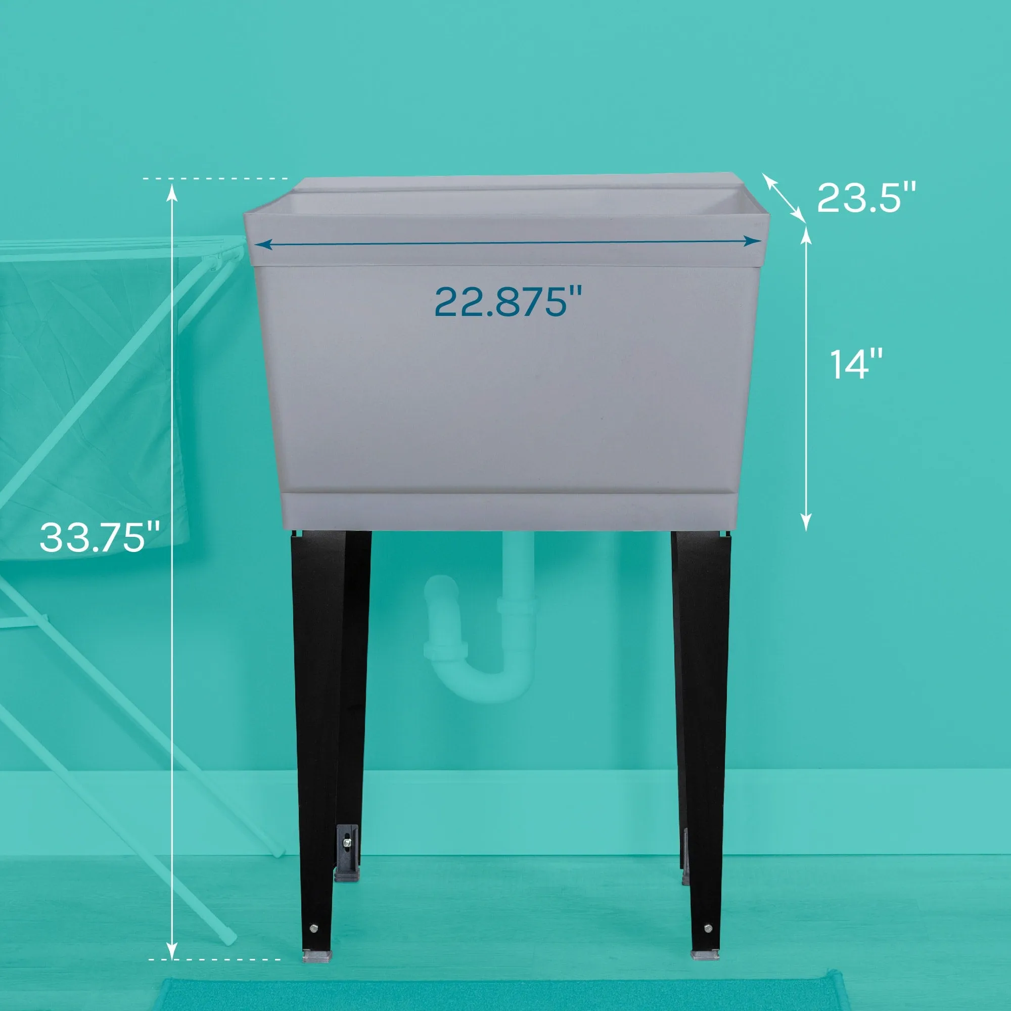 Cambridge Resources Grey Freestanding Utility Tub with Drain