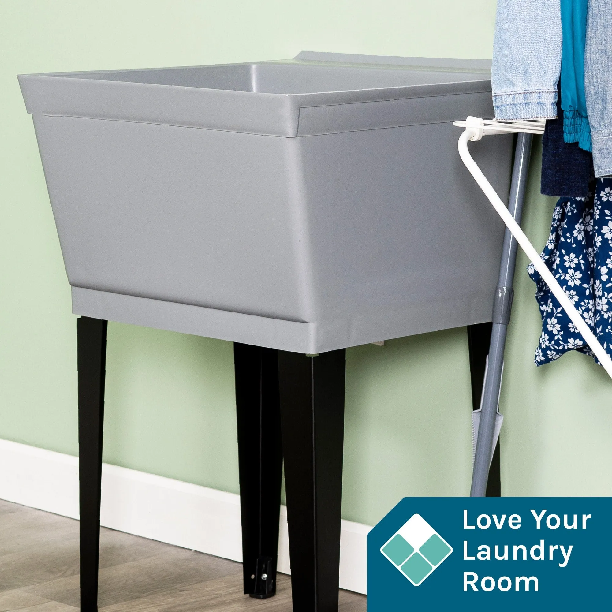 Cambridge Resources Grey Freestanding Utility Tub with Drain