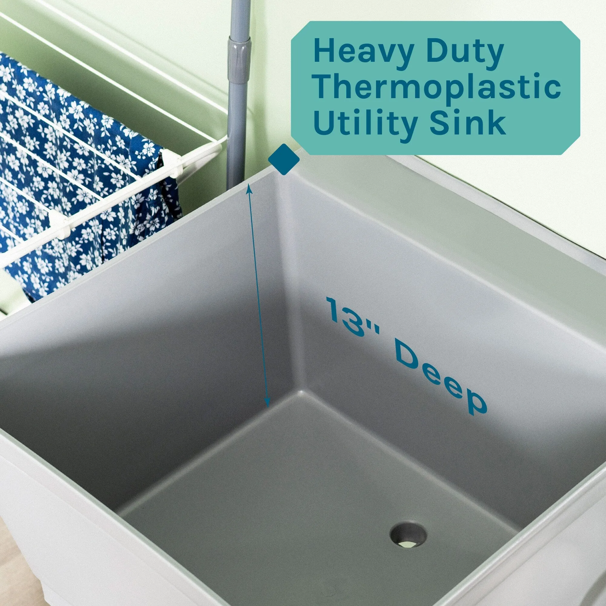 Cambridge Resources Grey Freestanding Utility Tub with Drain