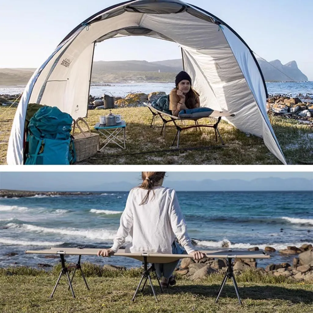 Camping Cot, Cots for Sleeping Camping Bed Folding Cot 300lb(Max Load) Double Layer Oxford Heavy Duty with Carry Bag for Home Outdoor Travel(Beige)