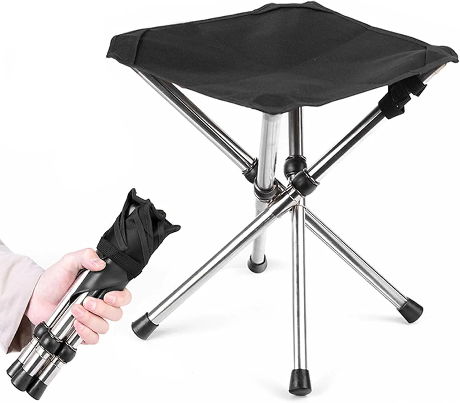 Camping Stool 10.2inch High Folding Camp Stool 220lbs Heavy Loading Tripod Chair Portable Wear-Resistant Fishing Stool Folding Chair for Outdoor Walking Hiking Travel