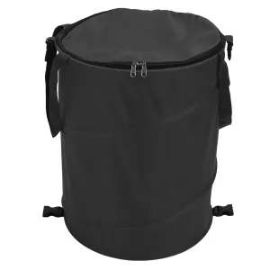 Camping Trash Can Large Capacity Portable Multifunctional 600D Oxford Cloth Up Utility Container with Lid (Black)
