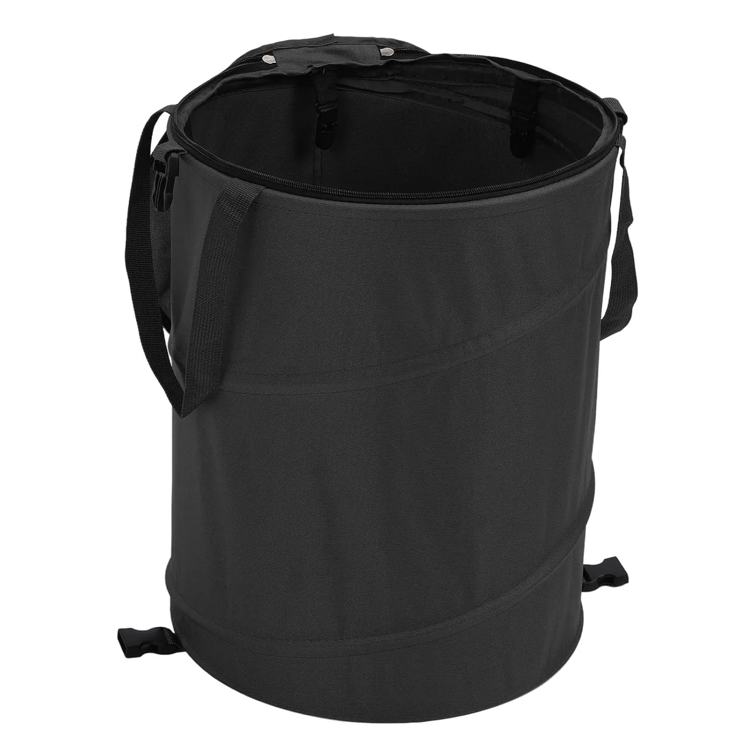 Camping Trash Can Large Capacity Portable Multifunctional 600D Oxford Cloth Up Utility Container with Lid (Black)