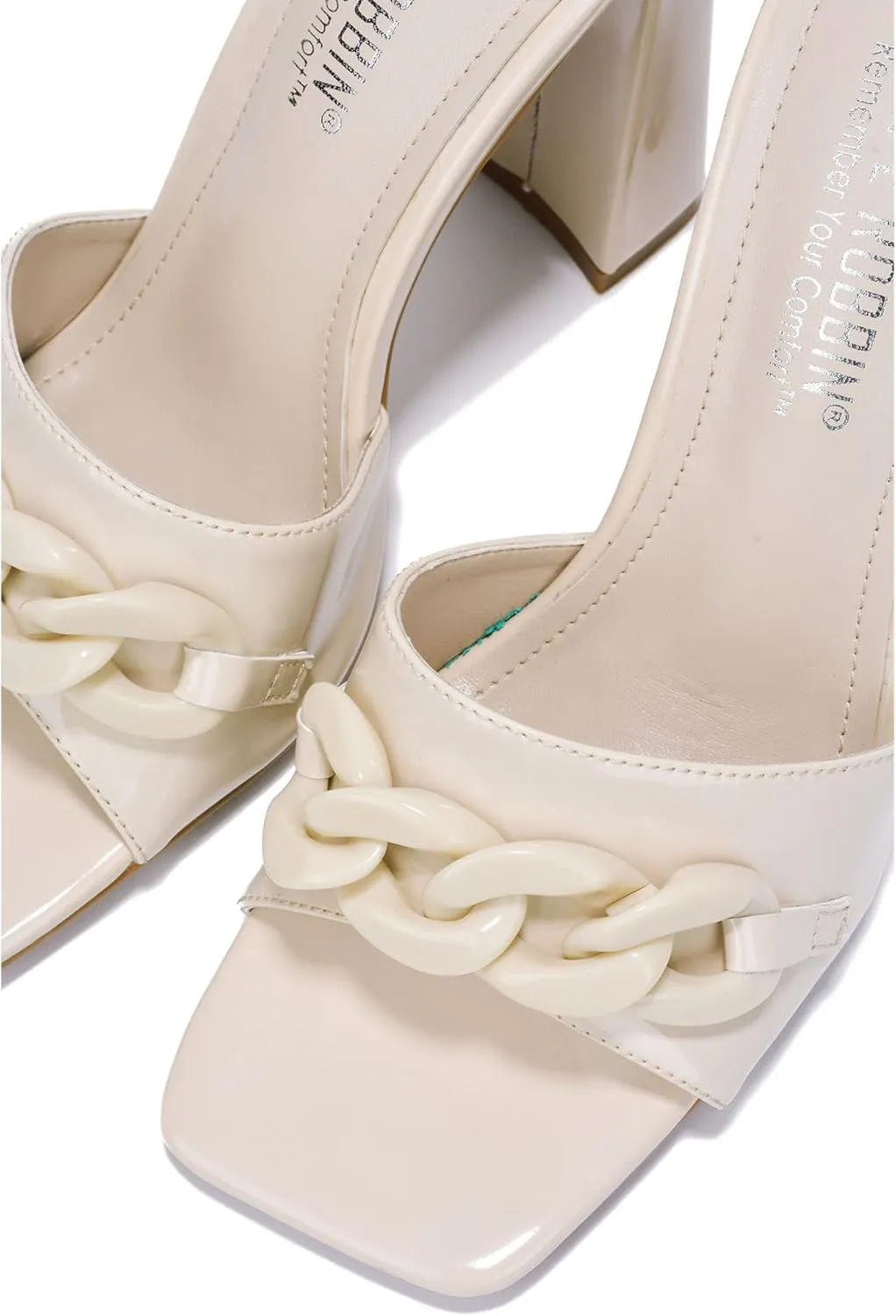 Cape Robbin Letita Chain Square Toe Block Heels (Letita)
