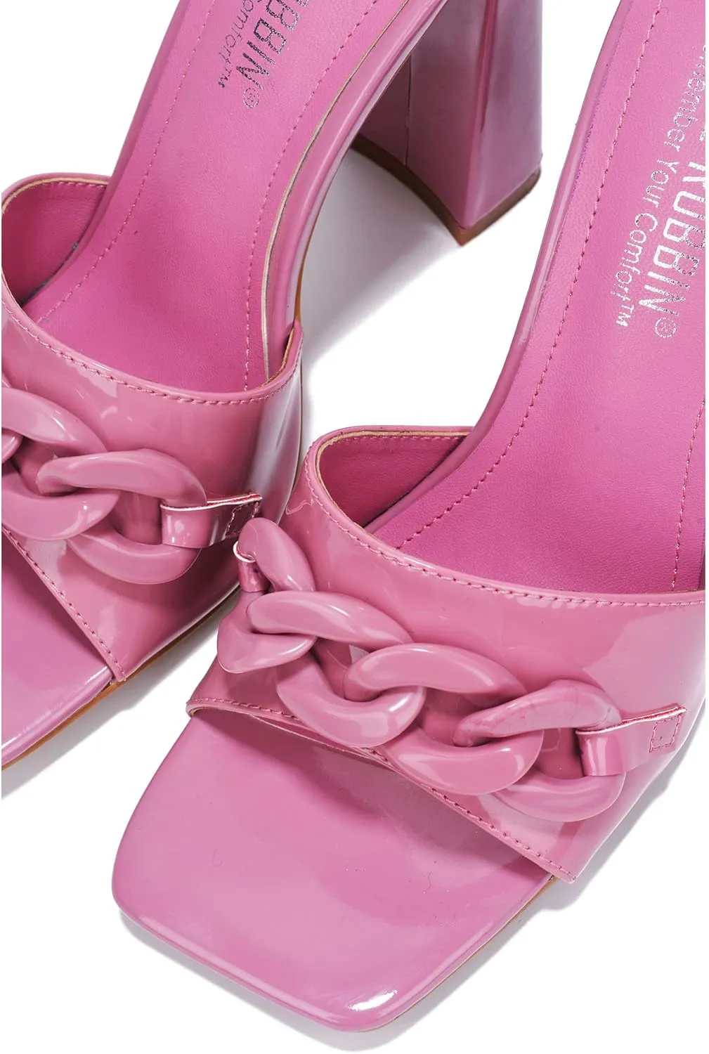 Cape Robbin Letita Chain Square Toe Block Heels (Letita)