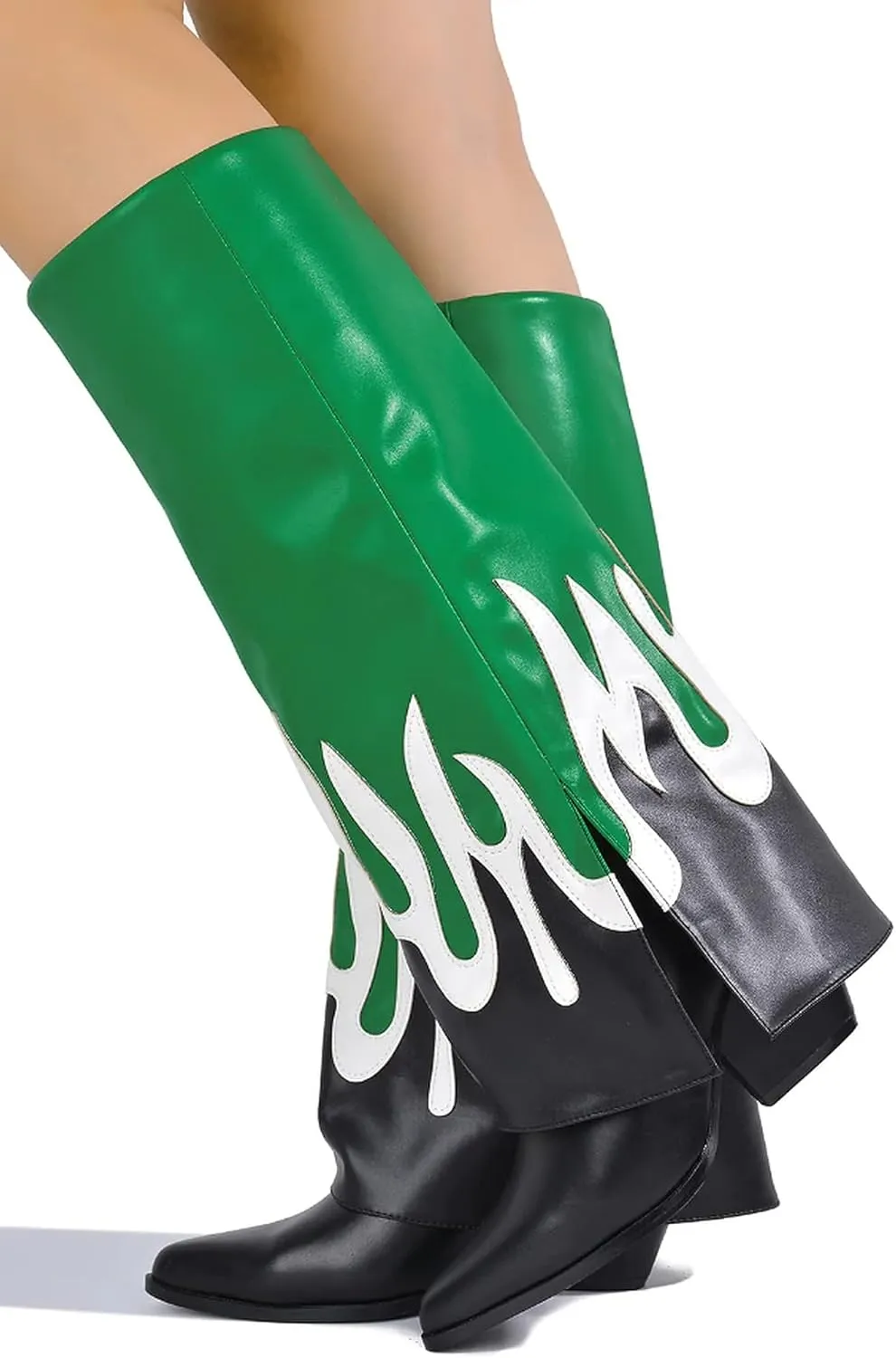Cape Robbin Women Western Cowboy Pointy Toe Knee High Fold Over Pull On Boots