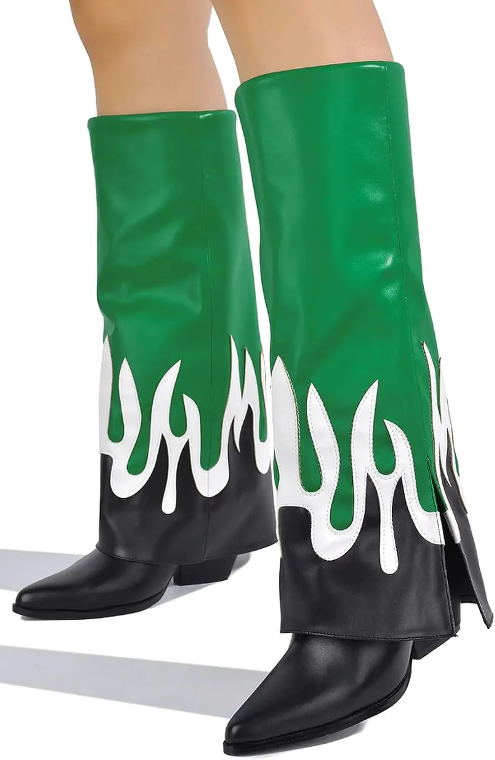 Cape Robbin Women Western Cowboy Pointy Toe Knee High Fold Over Pull On Boots