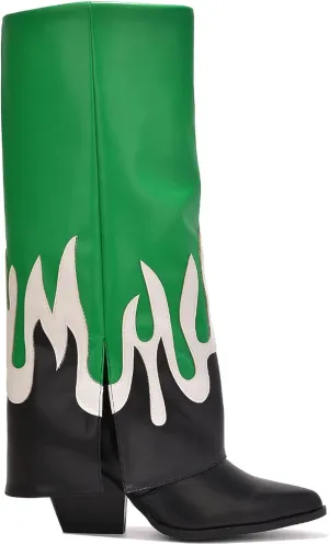 Cape Robbin Women Western Cowboy Pointy Toe Knee High Fold Over Pull On Boots