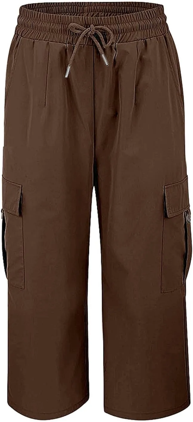 Capri Pants for Women Palazzo Lounge Pants Summer Dandelion Graphic Cropped Cotton Linen Comfy Baggy Trousers