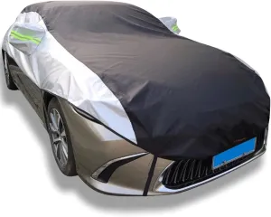 Car Cover for Golf(5- Door) MK2(1983-91), Windproof Scratch-Proof Anti-uv Windshield Protection, Oxford Cloth Auto Waterproof and Durable Tarpaulin (Color : Black and Silver)