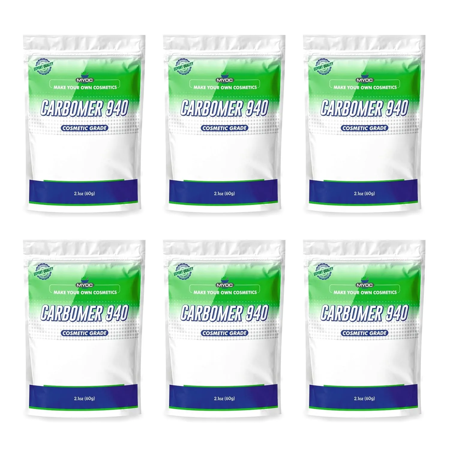 Carbomer 940 Powder | 6 Pack | 60g / 2.1 Oz Thickener, Viscosity Enhancer, Stabilizer for Gels, Cream, Lotions, Hydrogel mask