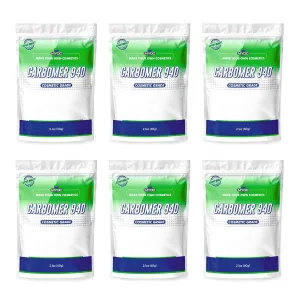 Carbomer 940 Powder | 6 Pack | 60g / 2.1 Oz Thickener, Viscosity Enhancer, Stabilizer for Gels, Cream, Lotions, Hydrogel mask