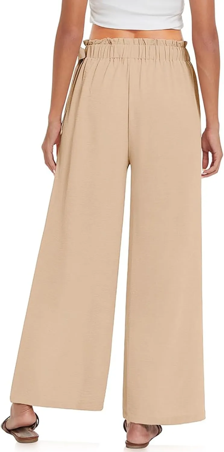 Cargo Capri Pants for Women Womens High Waist Wide Straight Leg Trousers Ladies Medium Twill Pants Womens Capri
