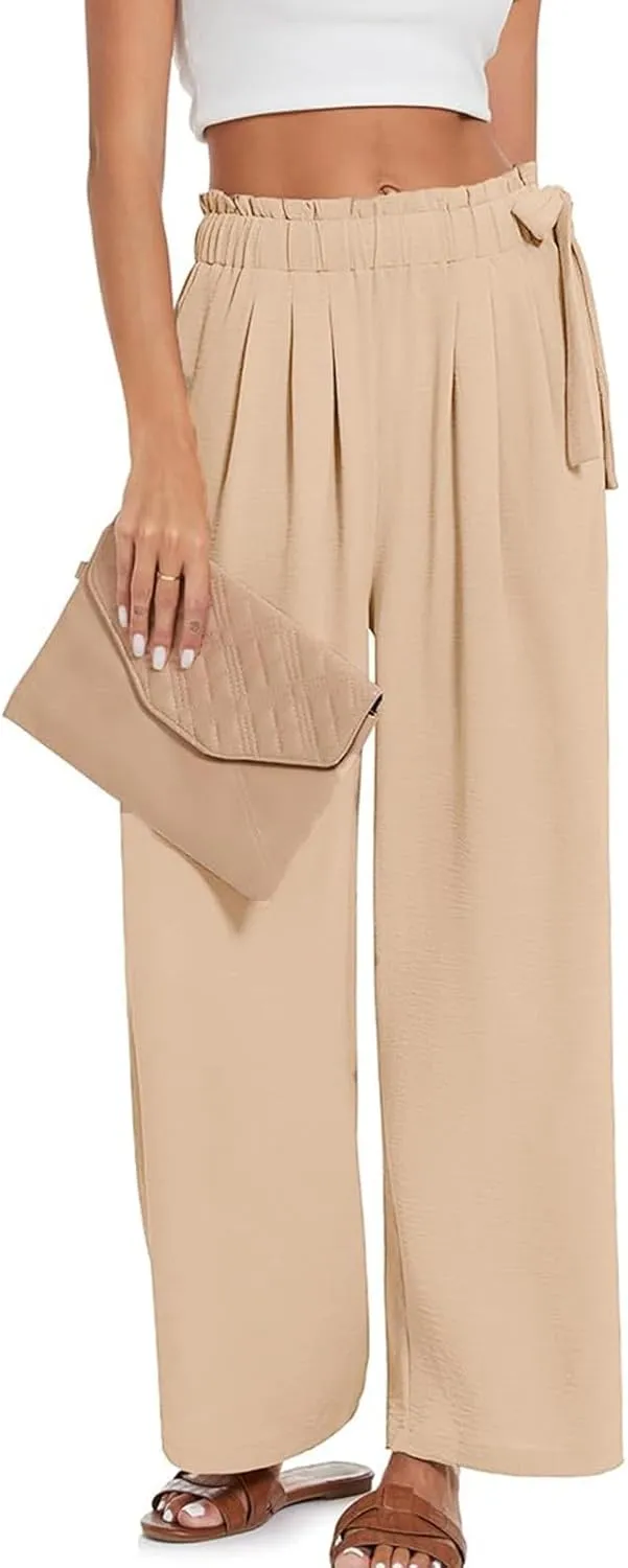 Cargo Capri Pants for Women Womens High Waist Wide Straight Leg Trousers Ladies Medium Twill Pants Womens Capri