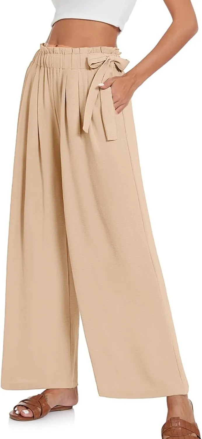 Cargo Capri Pants for Women Womens High Waist Wide Straight Leg Trousers Ladies Medium Twill Pants Womens Capri