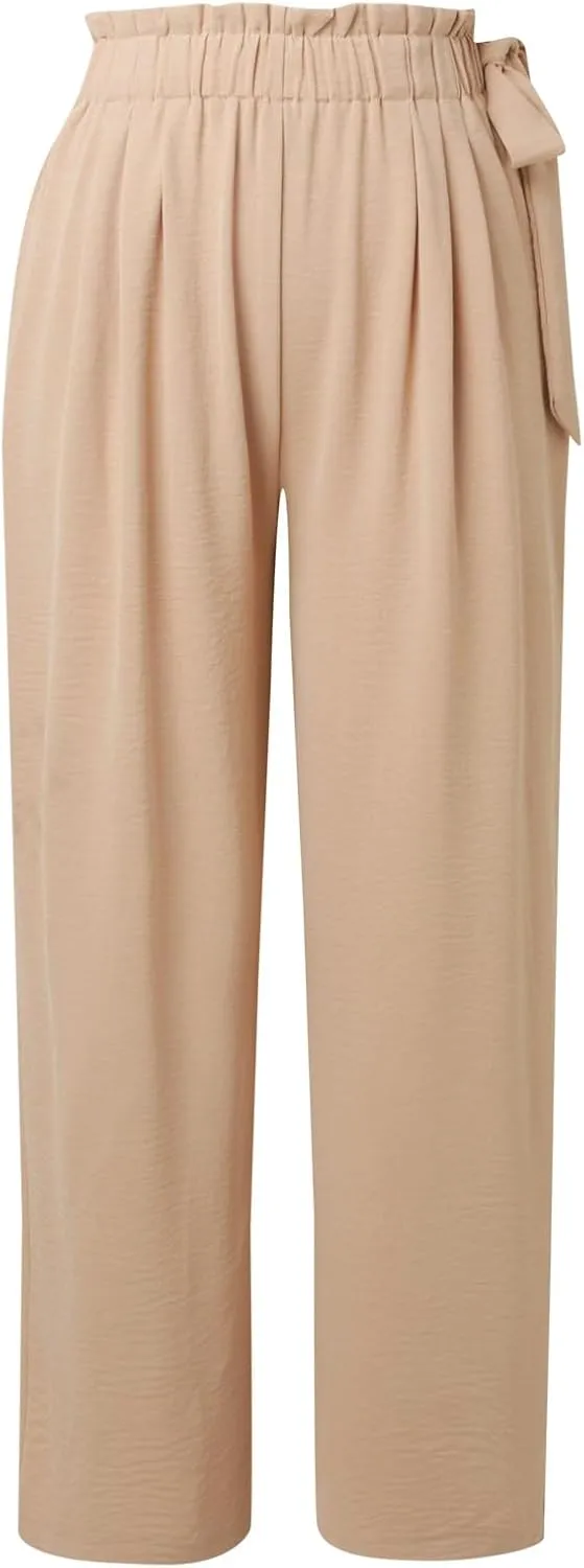 Cargo Capri Pants for Women Womens High Waist Wide Straight Leg Trousers Ladies Medium Twill Pants Womens Capri