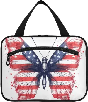 Cartoon Mariposas 4th Of July Independence Day hanging travel makeup bags with hook, designer accessories makeup bag for women must cruises maletín para maquillaje M