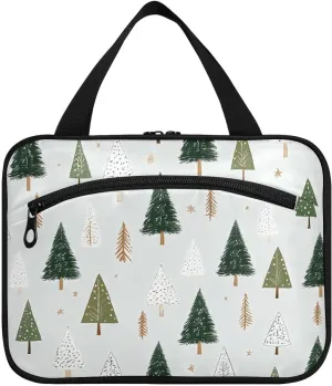 Cartoon Trees Personalized Green hanging travel toiletry bag with hook, designer necessities skincare bag for adults travel bolsa para guardar maquillaje L