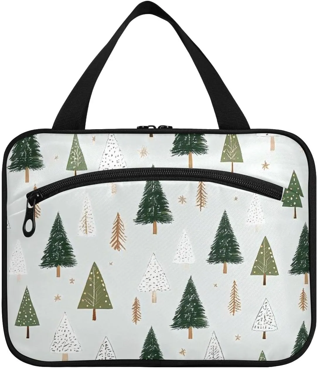 Cartoon Trees Personalized Green hanging travel toiletry bag with hook, designer necessities skincare bag for adults travel bolsa para guardar maquillaje L