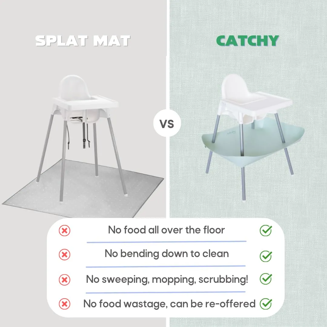 CATCHY -Food Catcher-Compatible with IKEA Antilop High Chair   11 Other High Chairs- Highchair Sold Separately -Baby & Toddler Food & Mess Catcher-Premium Linen Inspired - Under High Chair Accessory