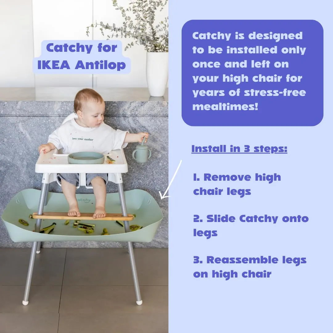 CATCHY -Food Catcher-Compatible with IKEA Antilop High Chair   11 Other High Chairs- Highchair Sold Separately -Baby & Toddler Food & Mess Catcher-Premium Linen Inspired - Under High Chair Accessory