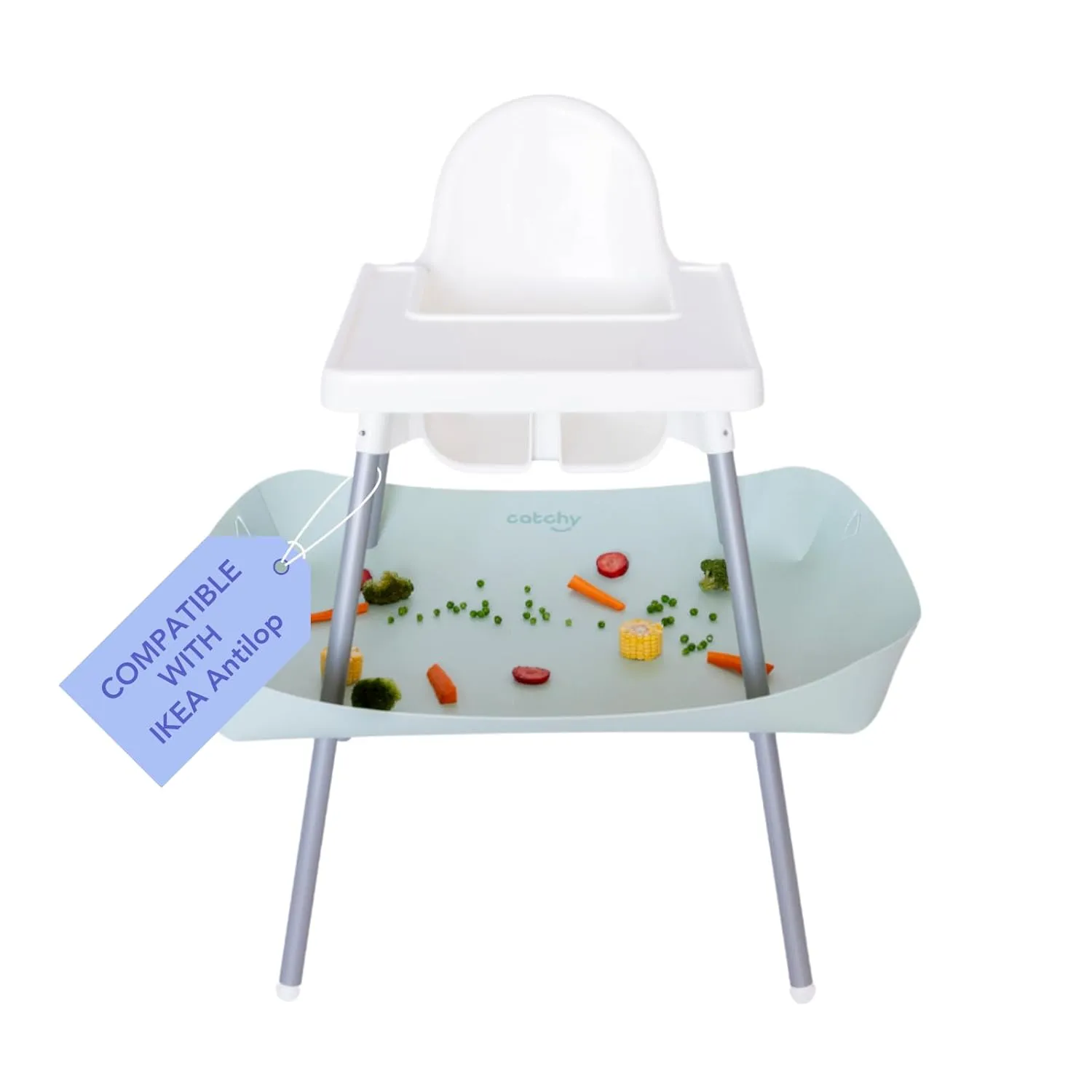 CATCHY -Food Catcher-Compatible with IKEA Antilop High Chair   11 Other High Chairs- Highchair Sold Separately -Baby & Toddler Food & Mess Catcher-Premium Linen Inspired - Under High Chair Accessory